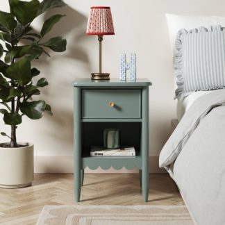 An Image of Remi 1 Drawer Bedside Table Green