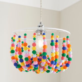 An Image of Julie Pom Pom Easy Fit Pendant Light MultiColoured