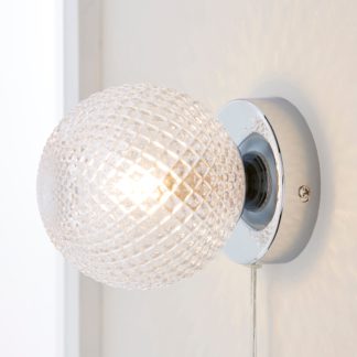 An Image of Vaughn Globe Glass Plug In Wall Light Silver