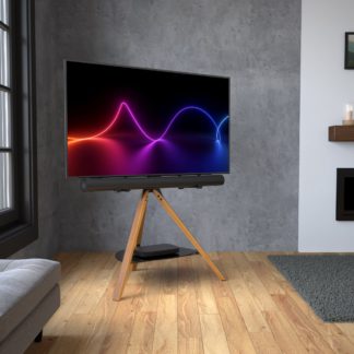 An Image of AVF Hoxon Tripod TV Stand with Soundbar Mount Light Wood