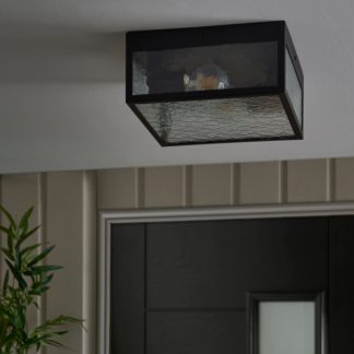 An Image of London Indoor Outdoor 2 Light Flush Ceiling Fitting Clear
