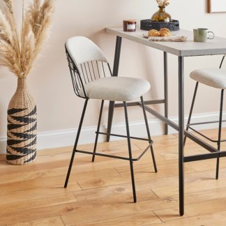 An Image of Marcela Boucle Bar Stool, Ivory Ivory