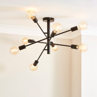 An Image of Koppla 8 Light Semi Flush Ceiling Fitting Black