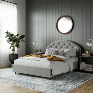 An Image of Aspen Velvet Upholstered Bed Grey