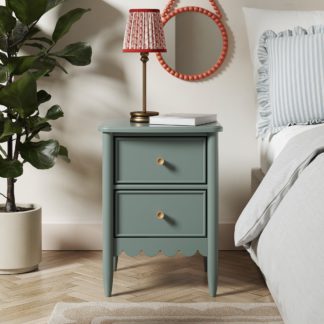An Image of Remi 2 Drawer Bedside Table Green