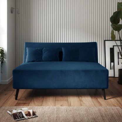 An Image of Phoebe Double Velvet Sofa Bed Navy Velvet