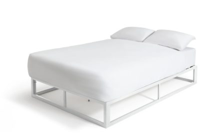 An Image of Habitat Platform Double Metal Bed Frame - White