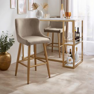 An Image of Montreal Bar Stool, Mink Velvet Velvet Mink