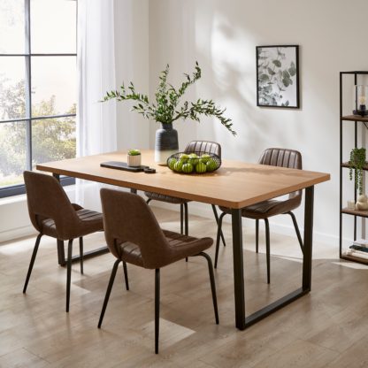 An Image of Vixen Rectangle Extending Oak Dining Table, 180cm to 220cm Oak (Brown)