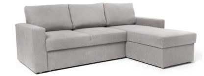 An Image of Argos Home Miller Fabric Right Hand Corner Sofa Bed- Natural
