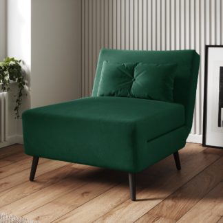 An Image of Phoebe Velvet Chair Bed Velvet Bottle Green