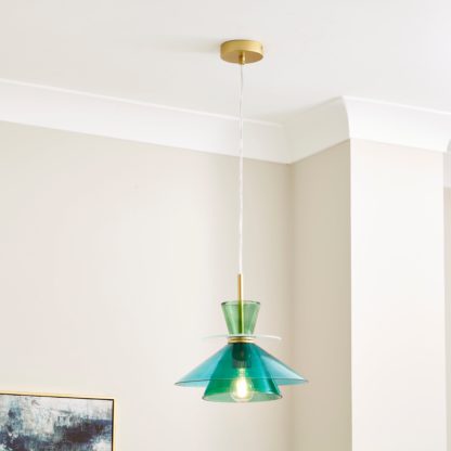 e74b85ceaba169cc5727969a2e914db4bd951034c3402ca5564ba5b09c8481af.jpg An Image of Avril Blue Layered Glass Pendant Fitting Blue