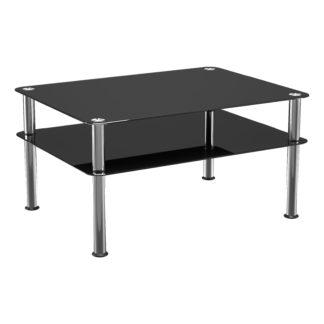 An Image of AVF Large Coffee Table, Black Glass with Chrome Legs Black