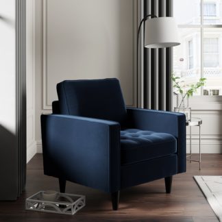 An Image of Alfie Velvet Armchair Velvet Luxe Navy