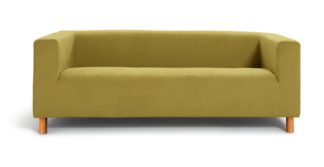 An Image of Habitat Moda Fabric 3 Seater Sofa - Olive Green