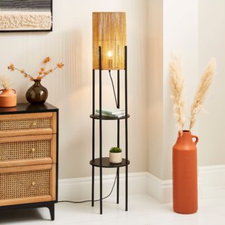 An Image of Kabir String Shelved Floor Lamp Brown