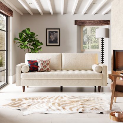 An Image of Alfie Sherpa 3 Seater Sofa Sherpa Ivory