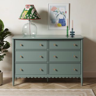An Image of Remi Wide 6 Drawer Chest Green
