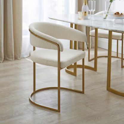 f85a85baa1af79f1901c1d027d42df95b979cc98aeb391716994f616d5aca1be.jpg An Image of Zena Dining Chair, Ivory Boucle Ivory