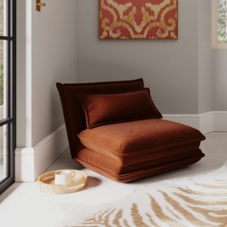 An Image of Jackson Velvet Foldable Single Sofa Bed Velvet Orange Umber