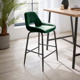 An Image of Arden Bar Stool, Velvet Velvet Bottle Green