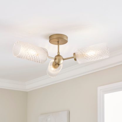 An Image of Christie 3 Light Semi Flush Ceiling Fitting Brown