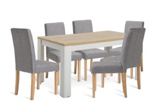 An Image of Argos Home Preston Dining Table & 6 Grey Chairs