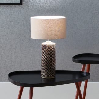 An Image of Orissa Wooden Diamond Table Lamp Brown