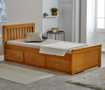 An Image of Mission - Single - Storage Bed - Honey Pine - Wood - 3ft