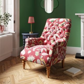 An Image of Bibury Button Back Chair Joy Floral Print Joy Floral Red