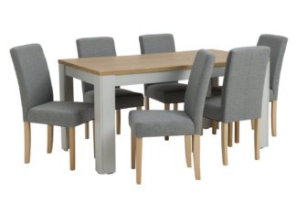 An Image of Argos Home Preston Dining Table & 6 Grey Chairs