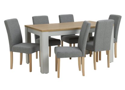 04f008e7283ae716b13ebef0df4da774df33be16c6bf3dad1b260fdd36a7abc0.jpg An Image of Argos Home Preston Dining Table & 6 Grey Chairs