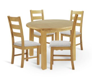 An Image of Argos Home Ashwell Oak Dining Table & 4 Oak Chairs