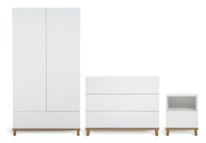 An Image of Habitat Cleo 3 Piece 2 Door Wardrobe Set - White