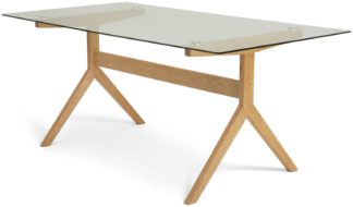 An Image of Habitat Zela Glass 6 Seater Dining Table - Natural
