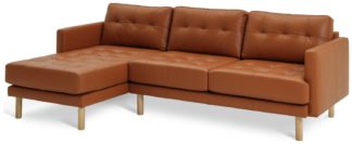 An Image of Habitat Newell Leather Left Hand Corner Chaise Sofa - Tan