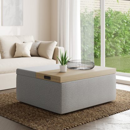 An Image of Logan Flatweave Storage Table Footstool Natural