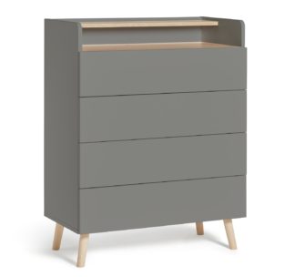 An Image of Habitat Skandi 4 Drawer Chest With Shelf - Grey