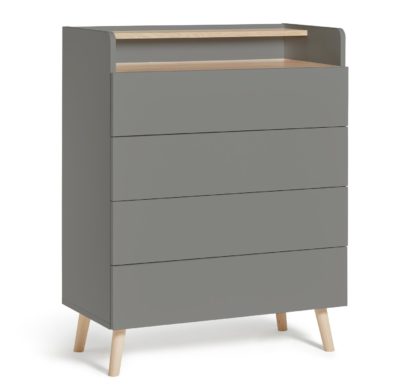 An Image of Habitat Skandi 4 Drawer Chest With Shelf - Grey