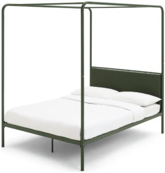 An Image of Habitat Damon 4 Poster Kingsize Metal Bed Frame - Green