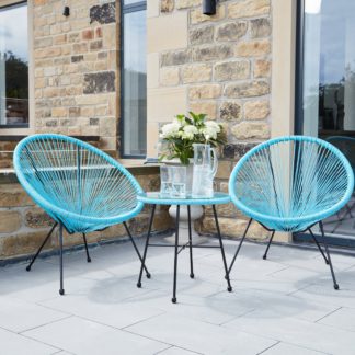 An Image of Rio 3 Piece Rattan Bistro Set Blue