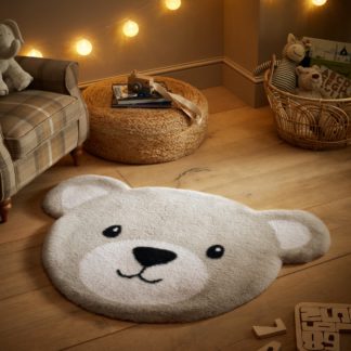 An Image of Teddy Bear Supersoft Faux Fur Rug Grey