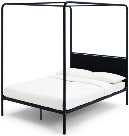 An Image of Habitat Damon 4 Poster Kingsize Metal Bed Frame - Black