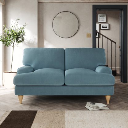 An Image of Darwin Small 2 Seater Sofa Luxury Velvet Natural