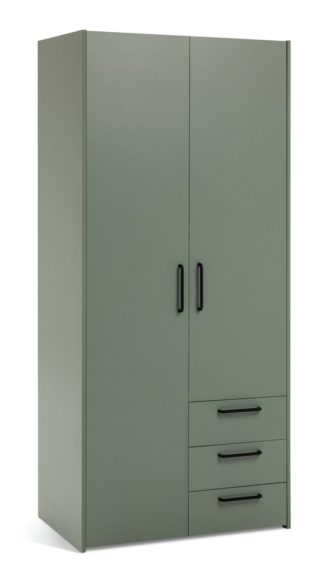 An Image of Habitat Oldham 2 Door 3 Drawer Wardrobe - Green