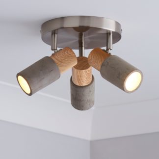 An Image of Inka 3 Light Concrete Wood Spotlight Grey