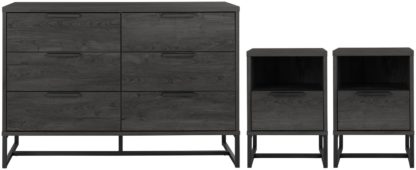 An Image of Habitat Nomad 2 Bedsides & 3+3 Drawer Set - Anthracite