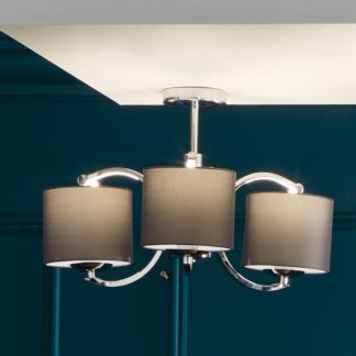 An Image of Arcadia 3 Curved Arm Semi Flush Pendant Ceiling Fitting Silver
