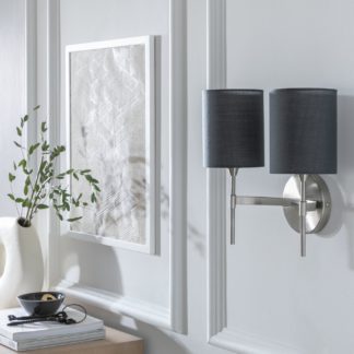 An Image of Argos Home York Metal 2 Light Curve Frame Wall Light- Nickel