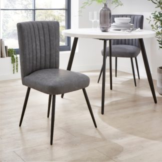 An Image of Taylor Dining Chair, Grey Faux Leather Faux Leather Grey